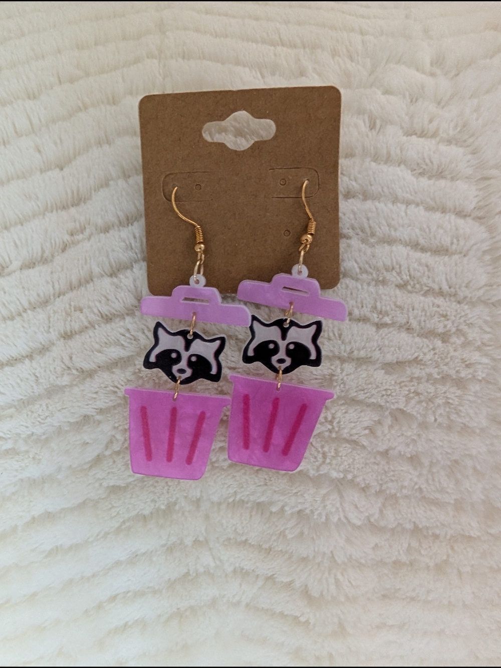 Trash Panda Pink Racoon  Earrings